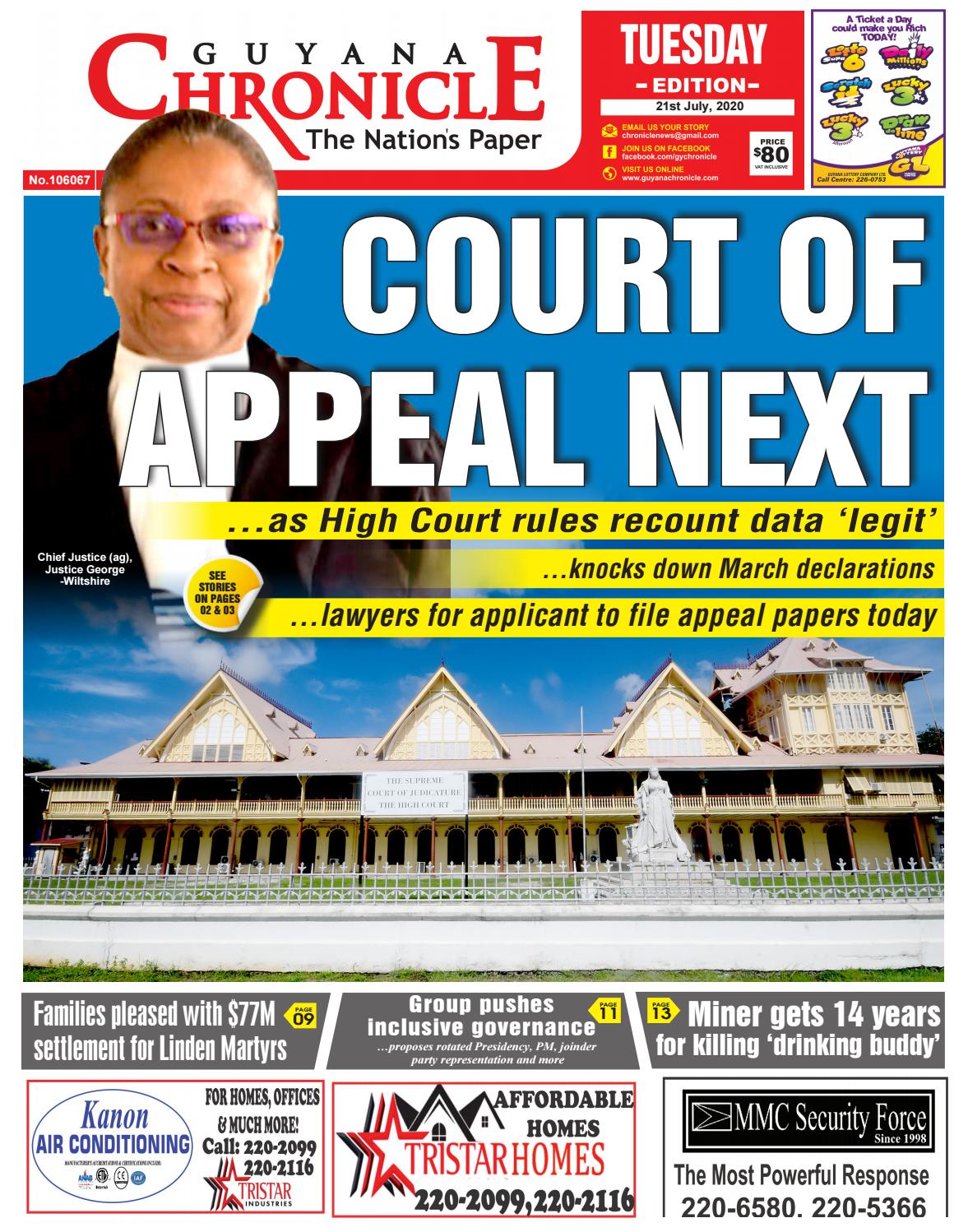 Guyana_Chronicle_Epaper_07_21_2020 by Guyana Chronicle - Issuu