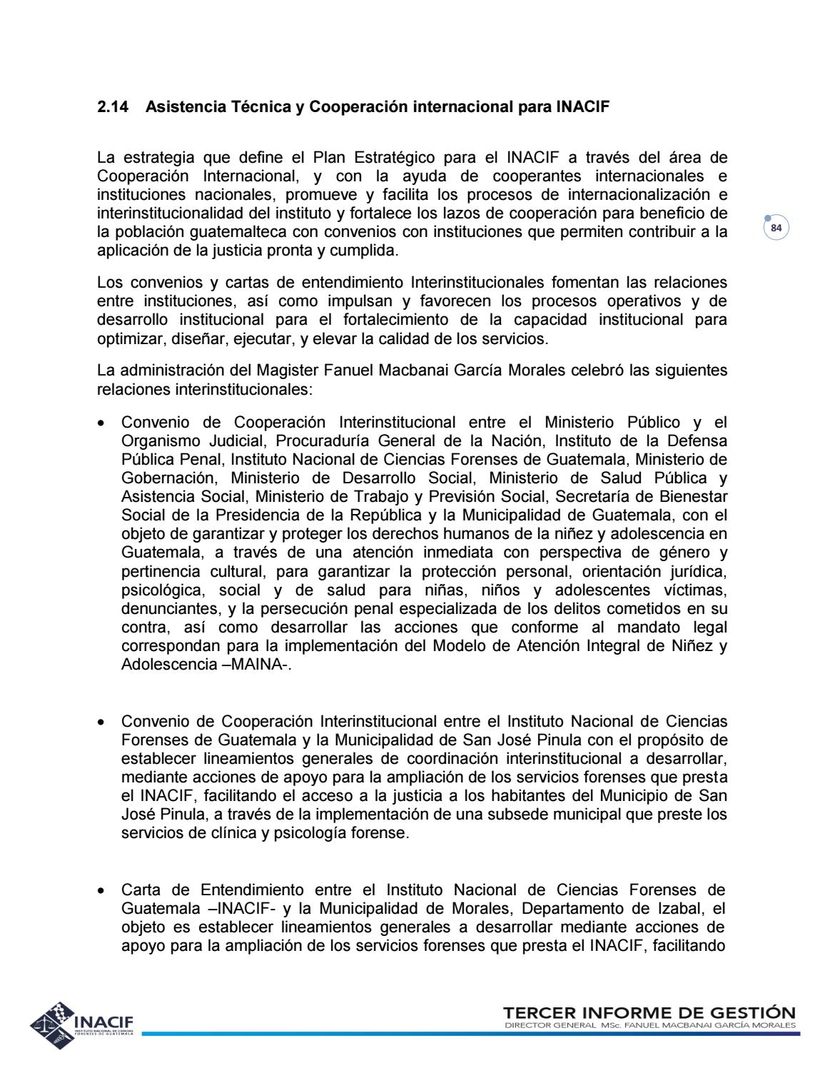 Tercer Informe de Gestión by Instituto Nacional de Ciencias Forenses de ...