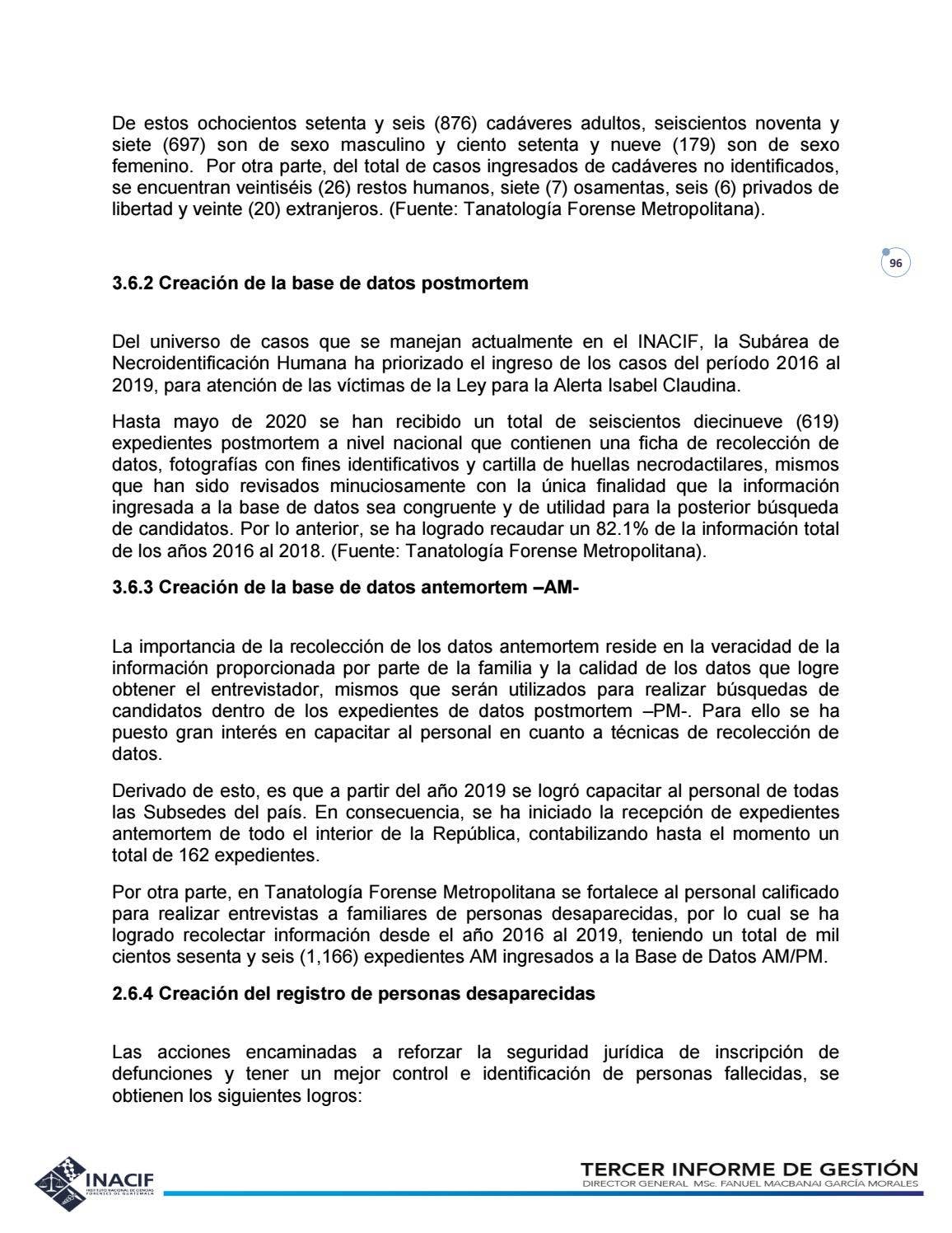 Tercer Informe de Gestión by Instituto Nacional de Ciencias Forenses de ...