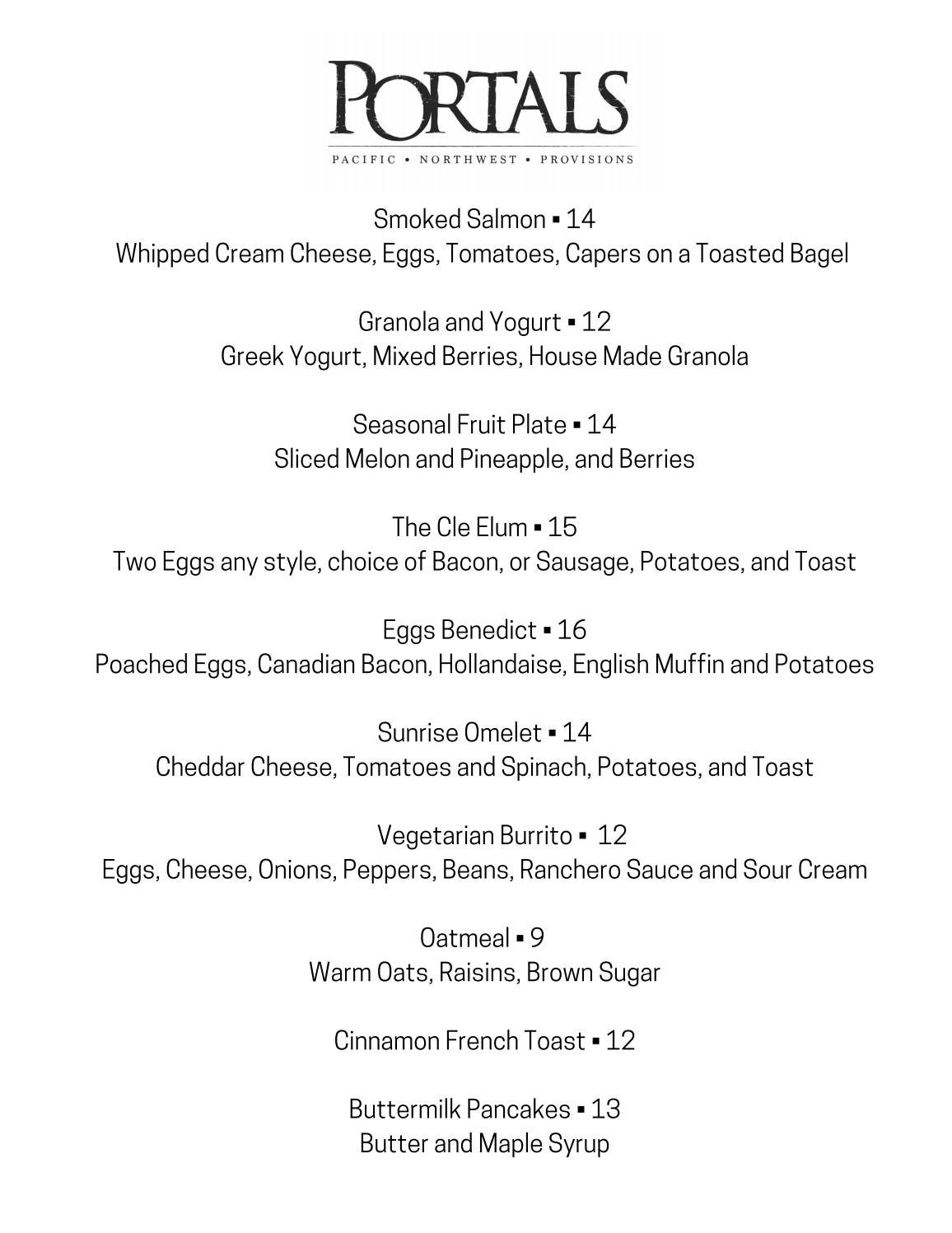 Suncadia Portals Breakfast Menu by Suncadia Resort Issuu