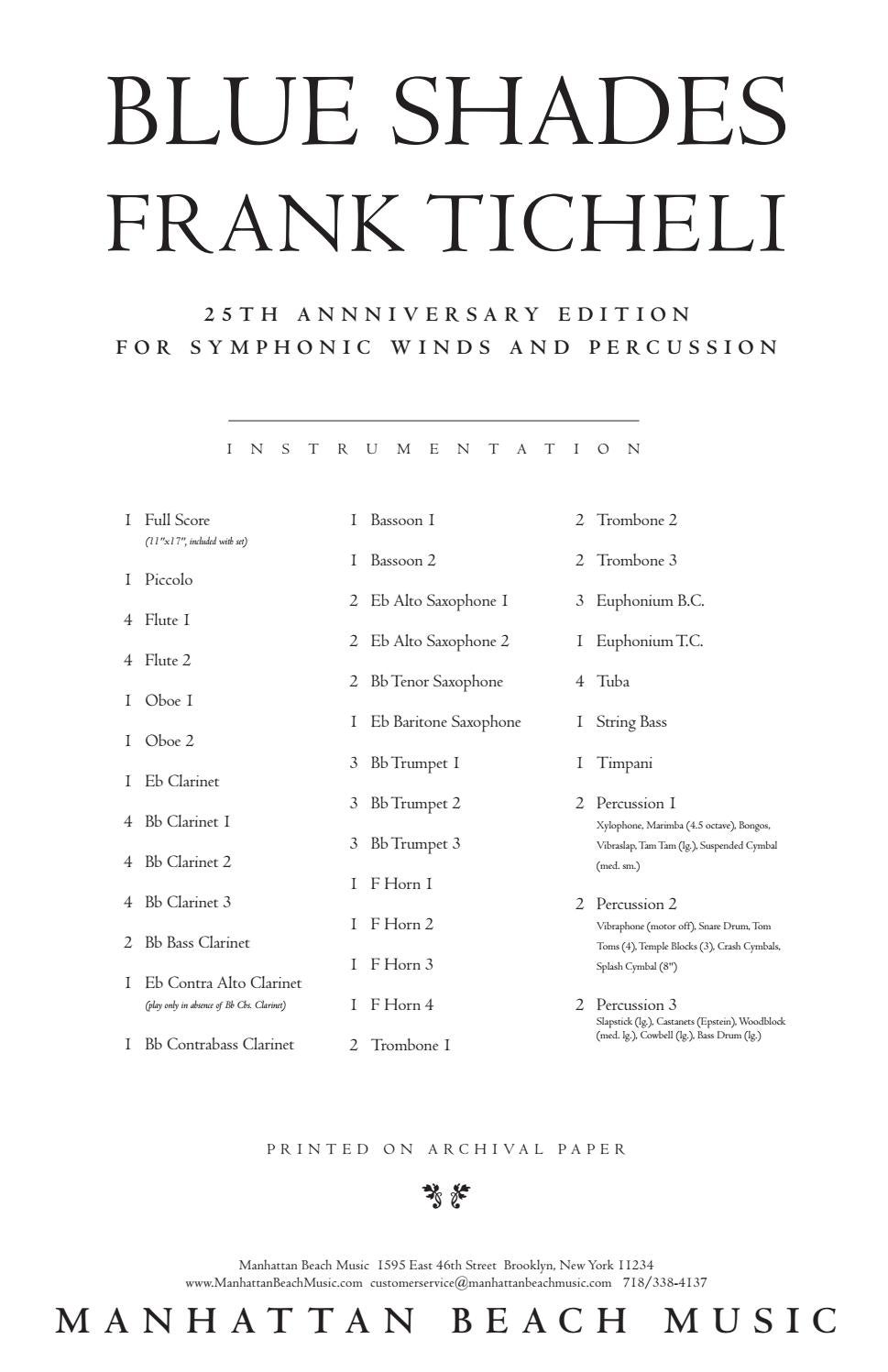 ≡ ISSUU ᐈ Blue Shades 25th Anniversary Edition, Symphonic Winds and Percussion, by Frank