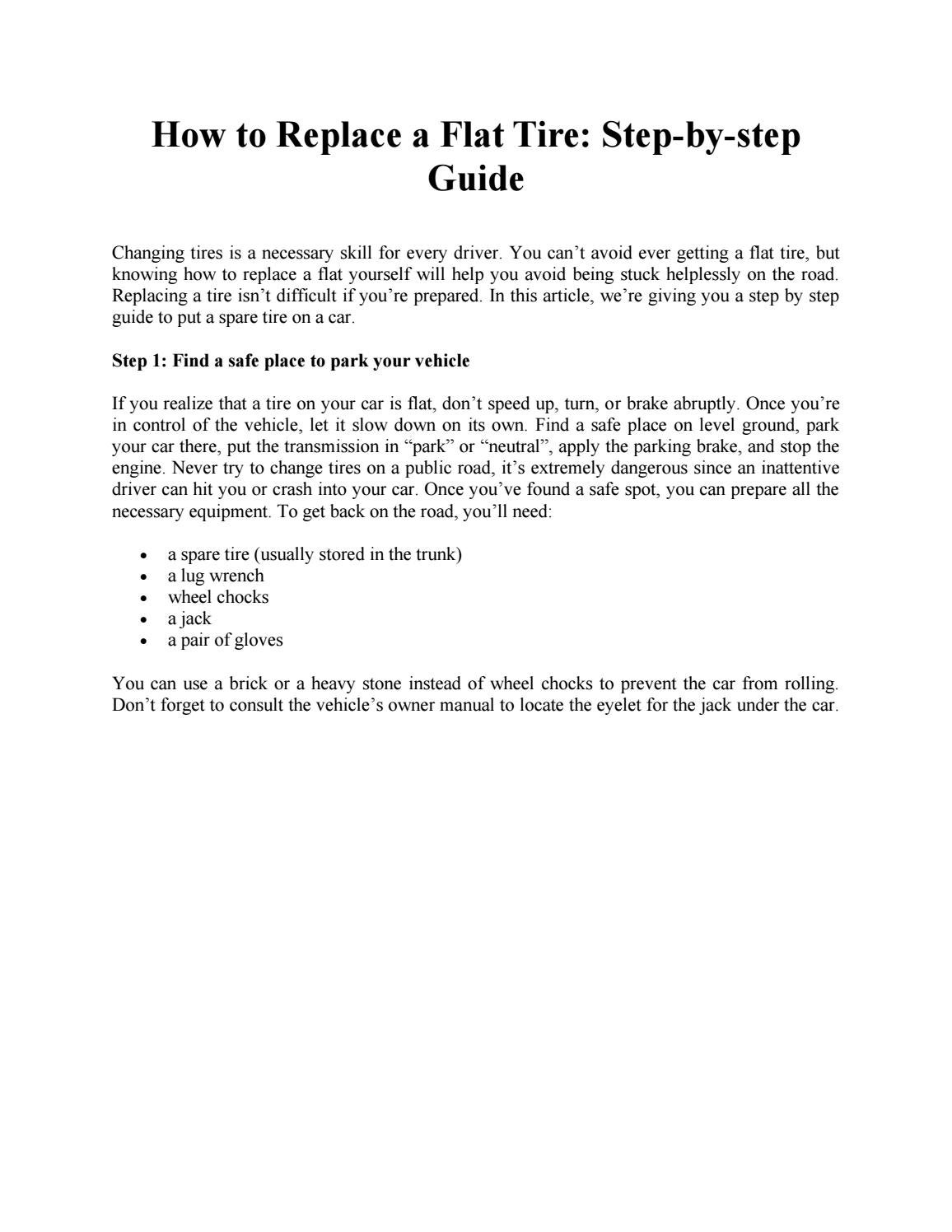 How To Replace a Flat Tire Stepbystep Guide by Mark Drouser Issuu