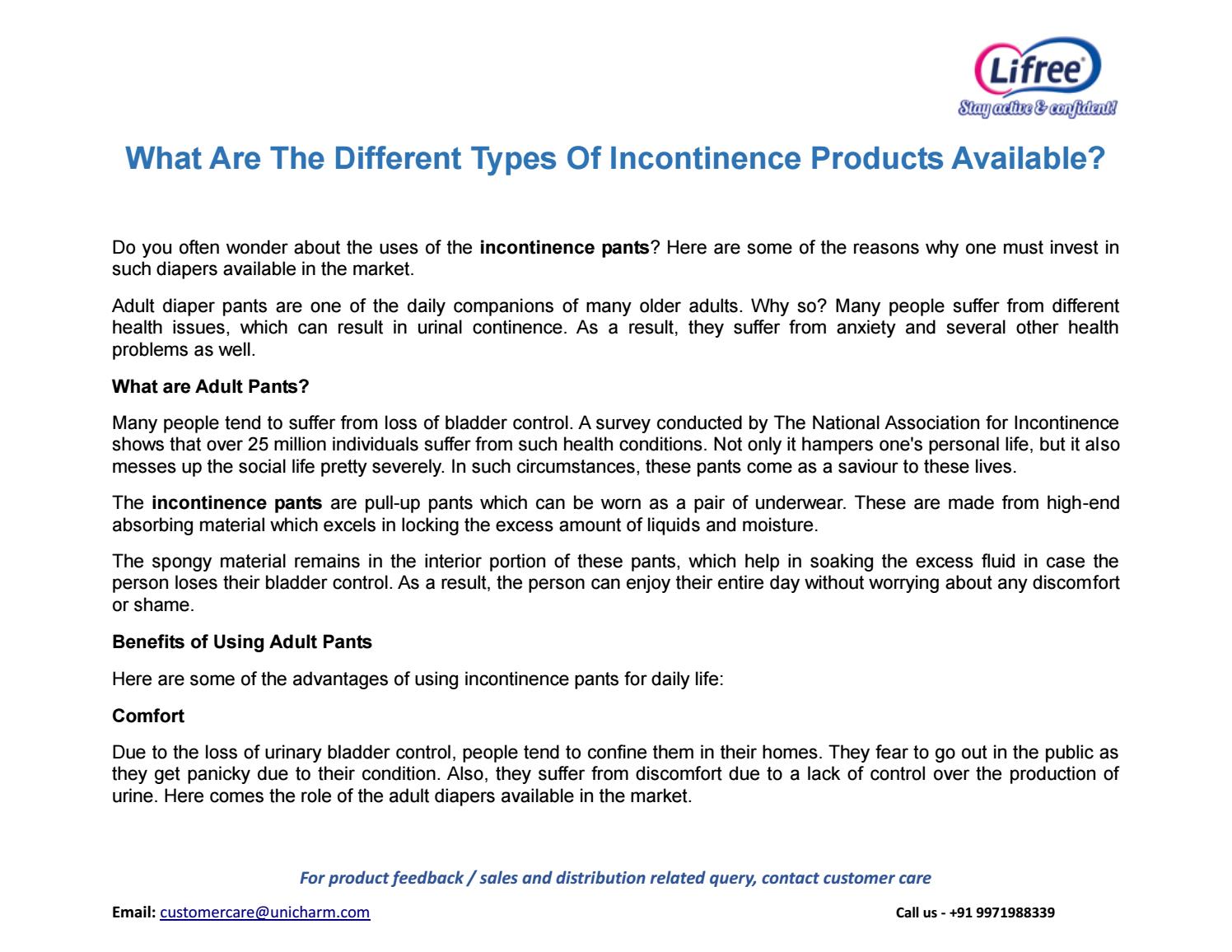 What Are The Different Types Of Incontinence Products Available? by