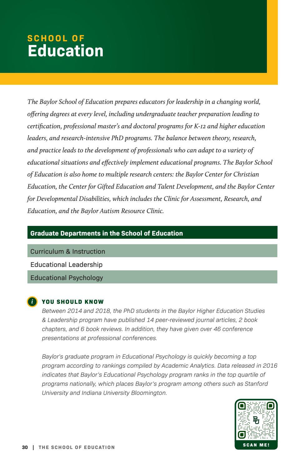 Baylor Graduate School Program Review Booklet by Baylor Graduate School