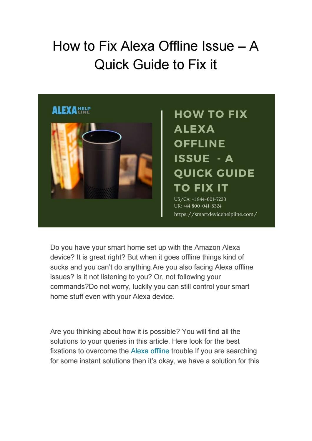 How to Fix Alexa Offline Issue A Quick Guide to Fix it by amazon