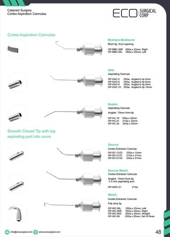 Ophthalmic Eye Instruments Catalogue by ECO Surgical Co - Issuu