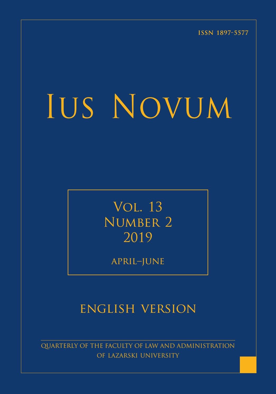 Ius Novum 2 19 By Lazarski University Press Issuu