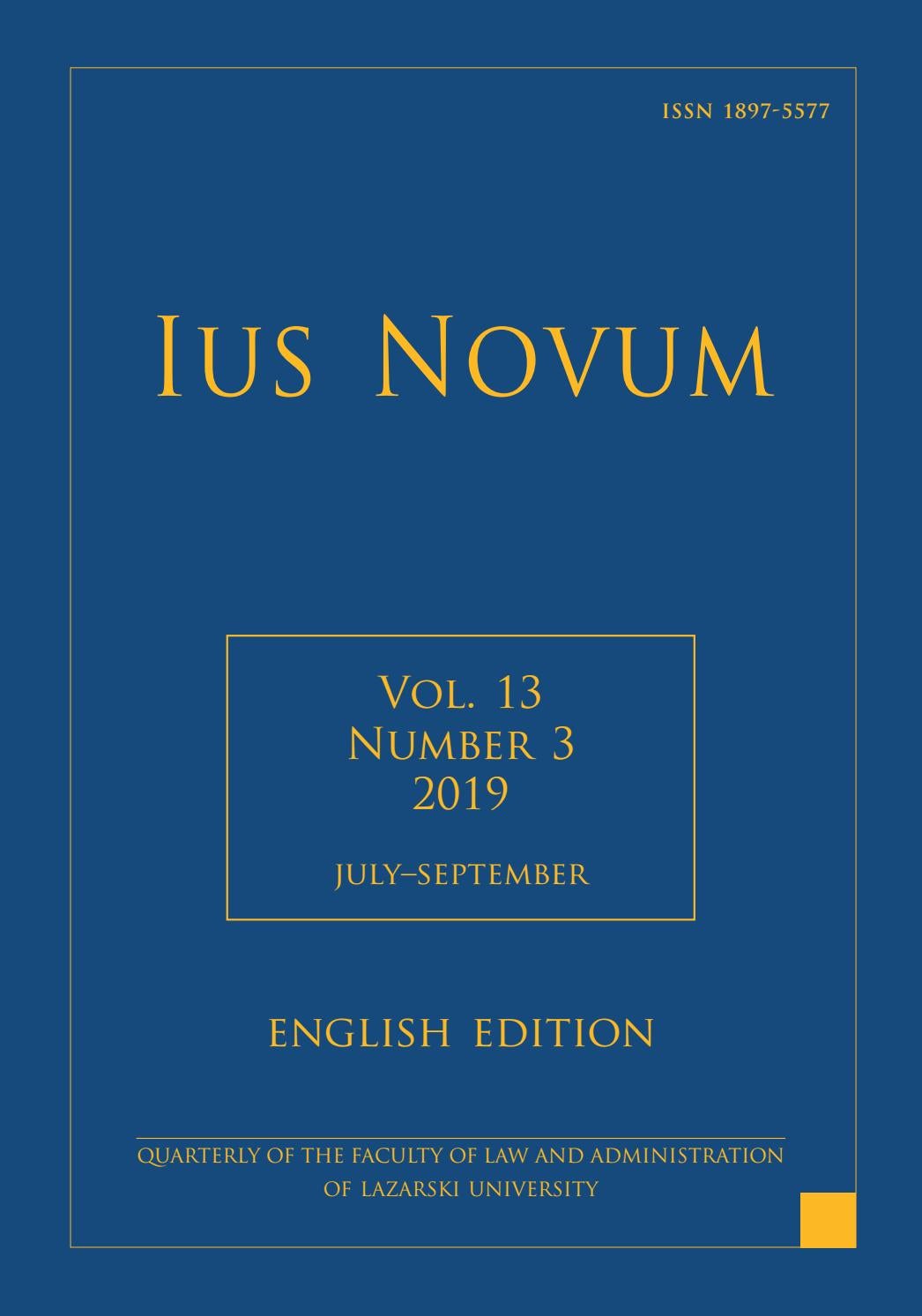 Ius Novum 3 19 By Lazarski University Press Issuu