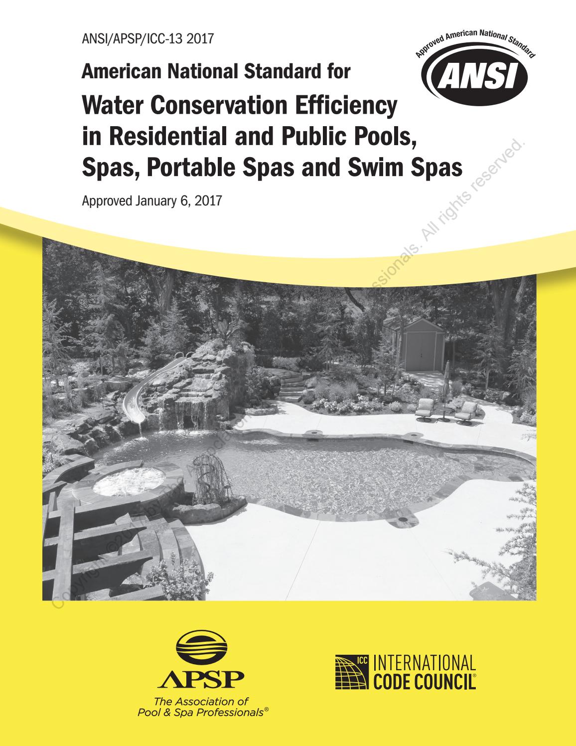 ANSI/APSP/ICC13 2017 American National Standard for Water Conservation