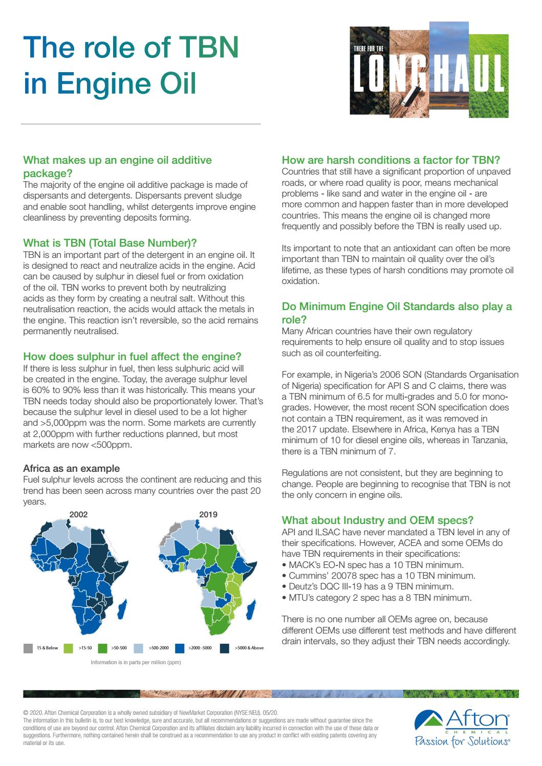 Afton Chemical presents The role of TBN in Engine Oil by Afton Chemical