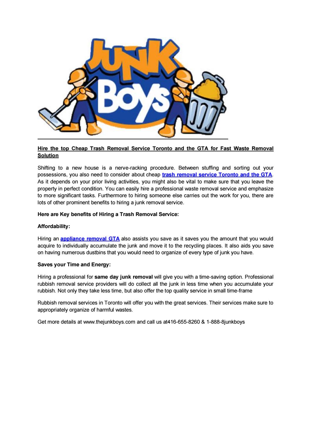 Hire the top Cheap Trash Removal Service Toronto and the GTA by Issuu