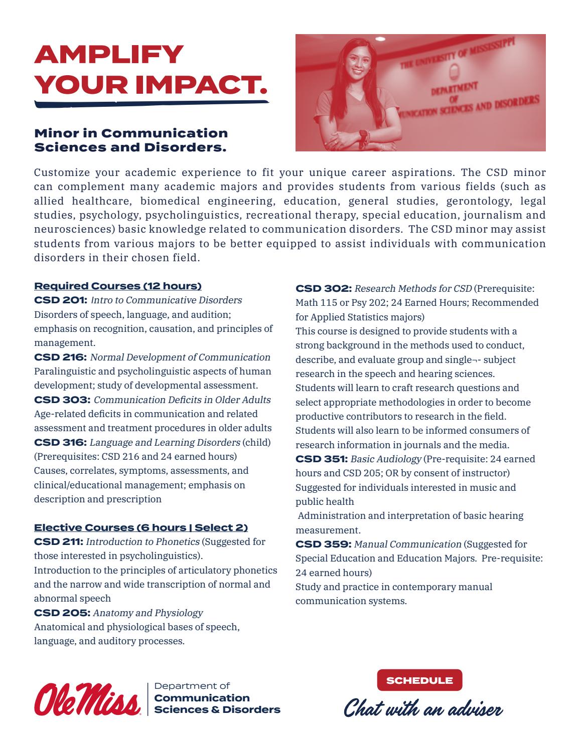 Minor in Communication Sciences and Disorders at the University of
