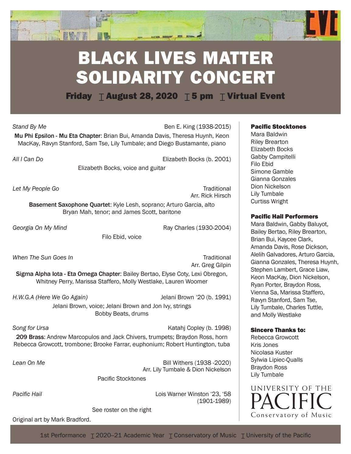 Black Lives Matter Solidarity Concert 3 by University of the Pacific ...