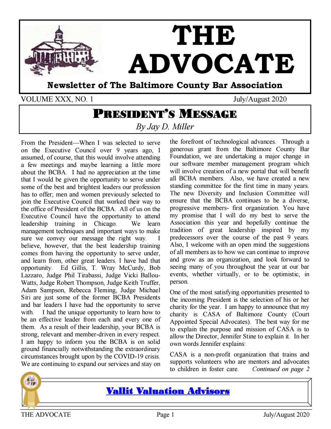Advocate July-August 2020 by Baltimore