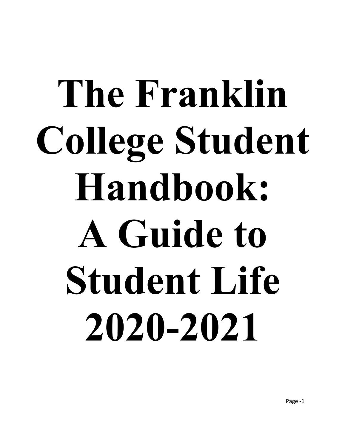 20202021 Franklin College Student Handbook by Franklin College Issuu