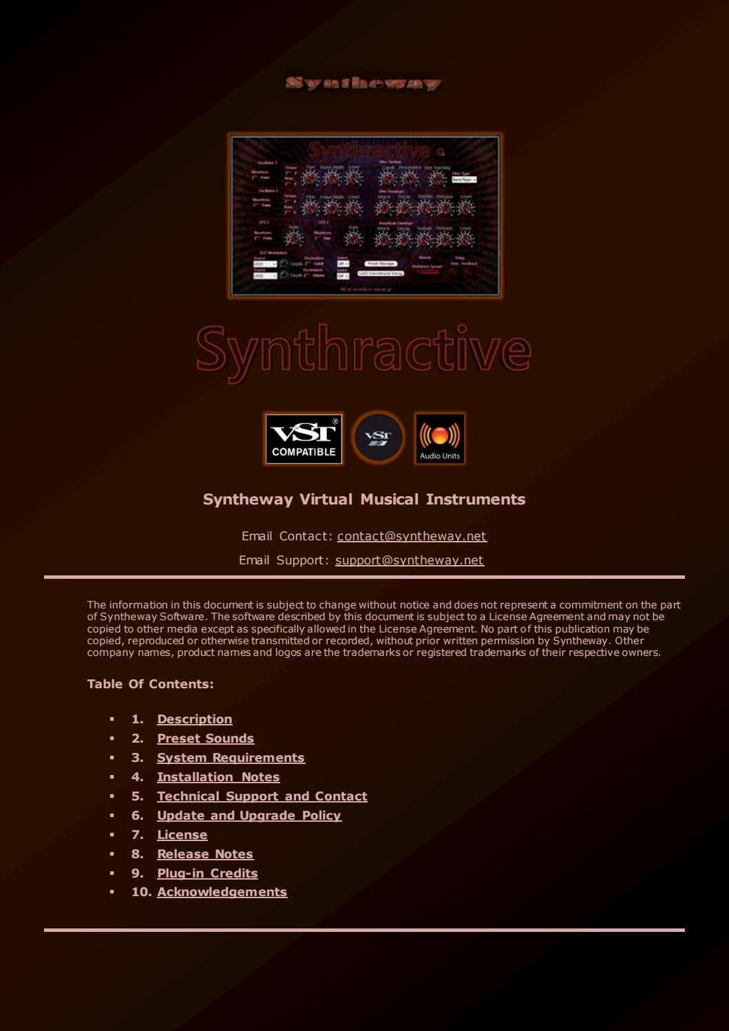 Synthractive VST, VST3, Audio Unit Subtractive Synthesizer Leads, Pads