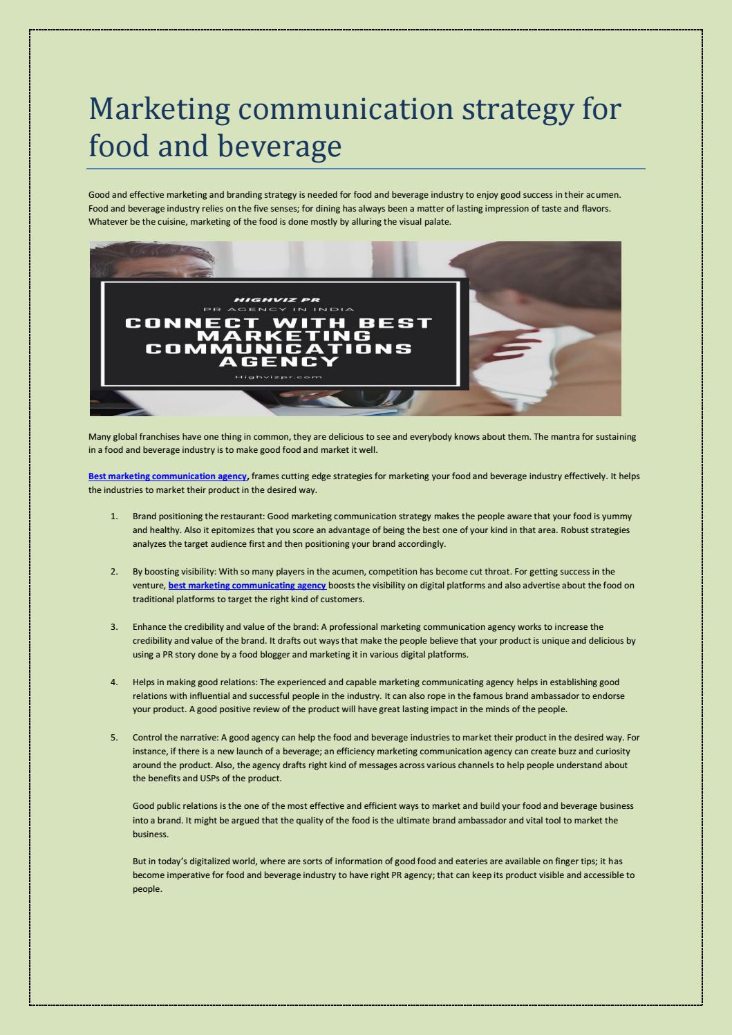Marketing communication strategy for food and beverage by amritawalia21