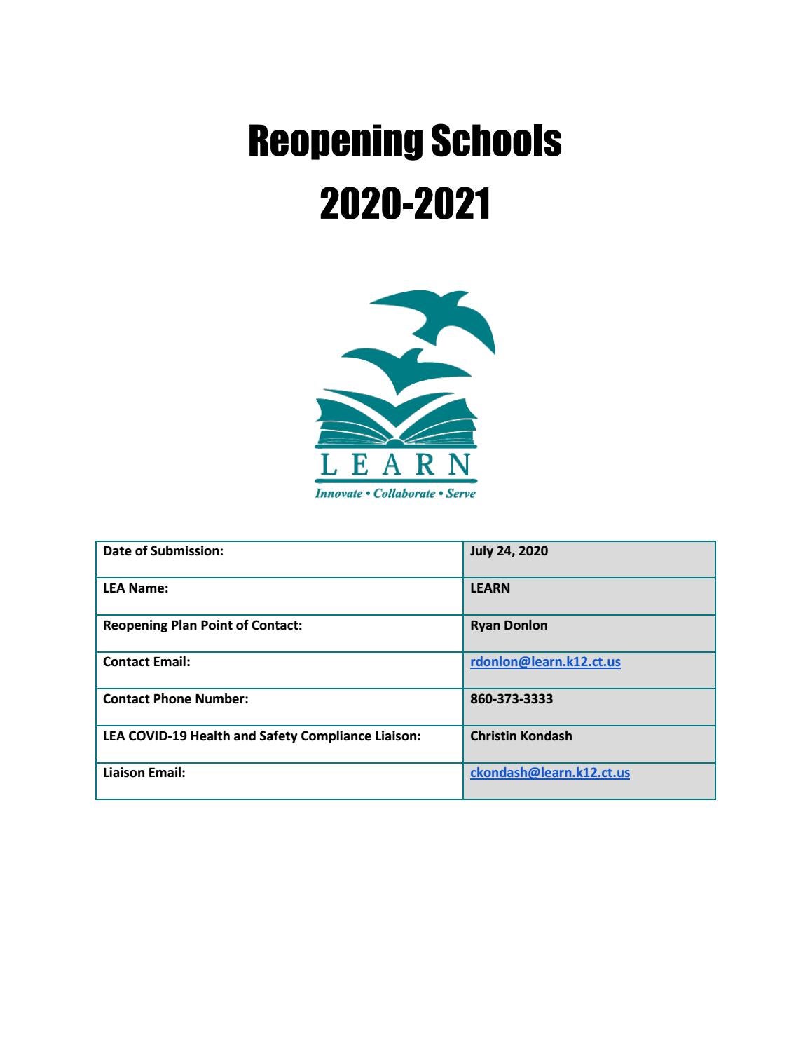 LEARN Reopening Plan by LEARN - Issuu