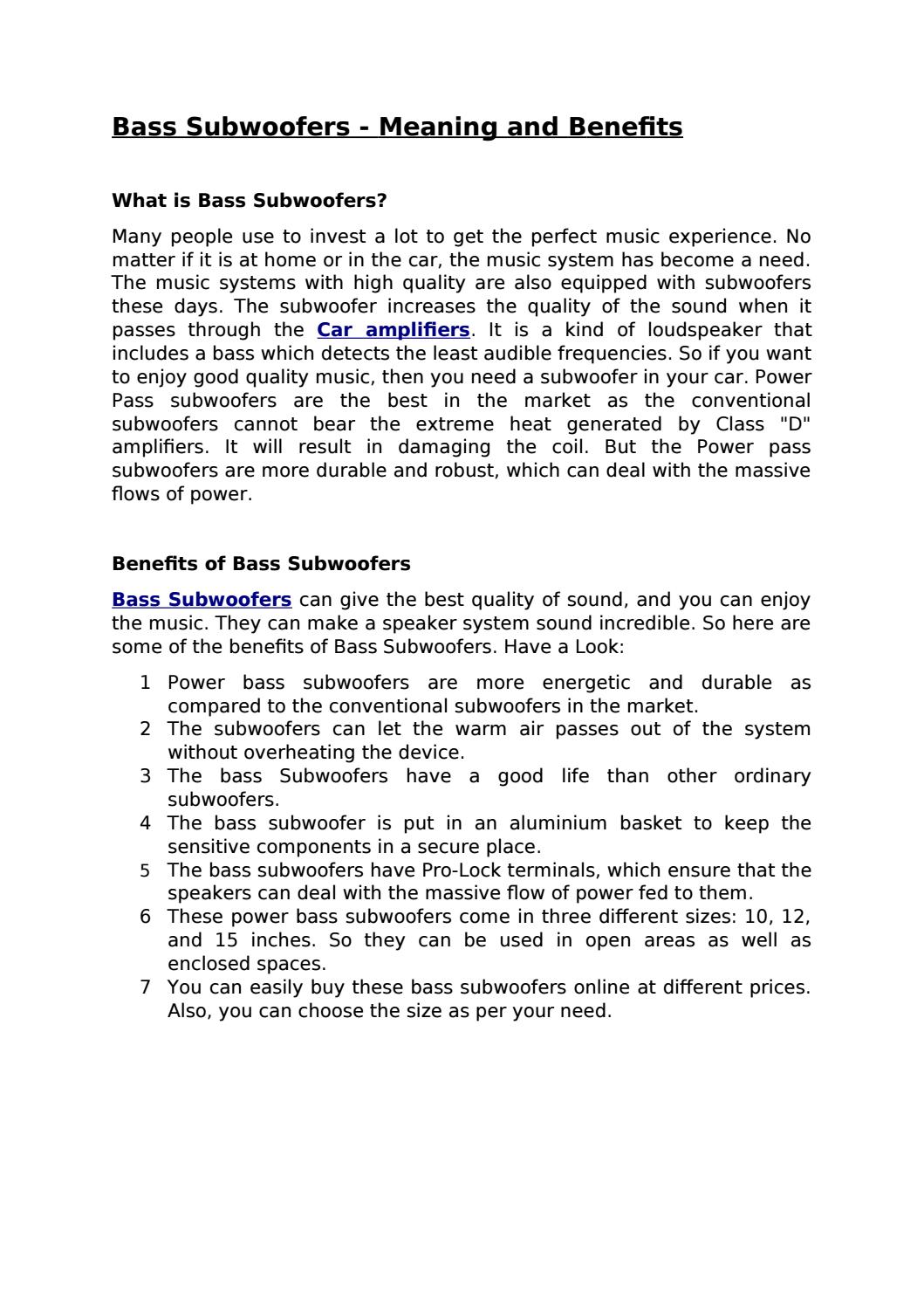 Bass Subwoofers Meaning and Benefits by Massive Audio Issuu