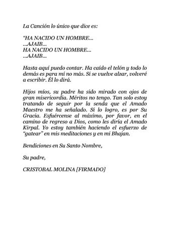 Ha Nacido Un Hombre. Una carta escrita por el Dr. Cristobal Molia 第 10 页