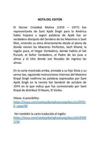 Ha Nacido Un Hombre. Una carta escrita por el Dr. Cristobal Molia 第 11 页