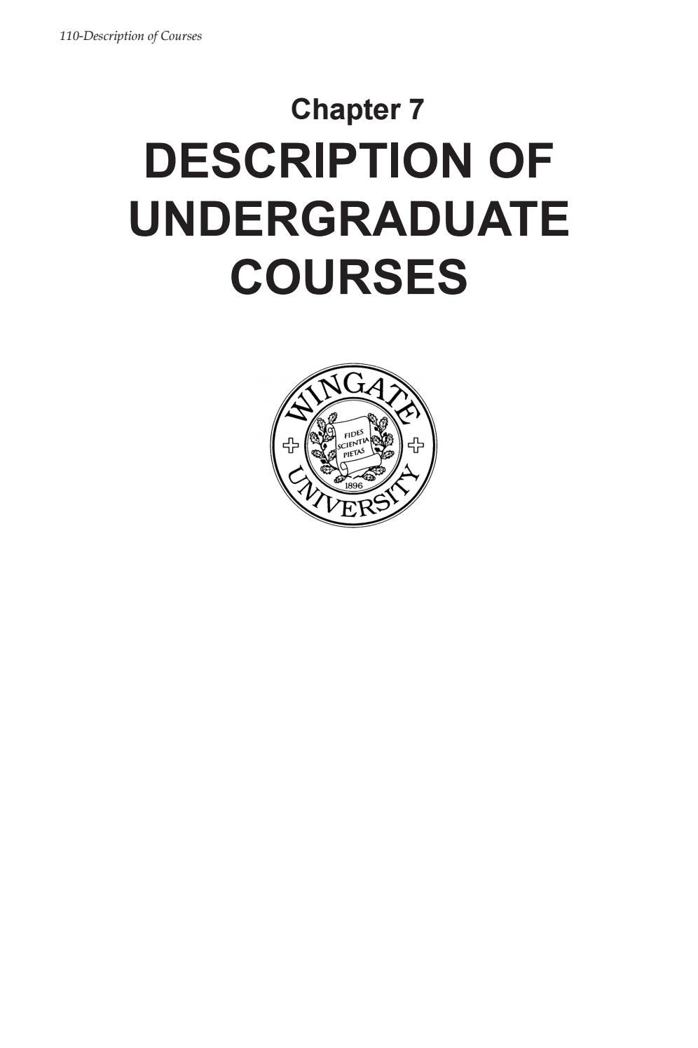 20132014 Undergraduate Course Descriptions by Wingate University Issuu