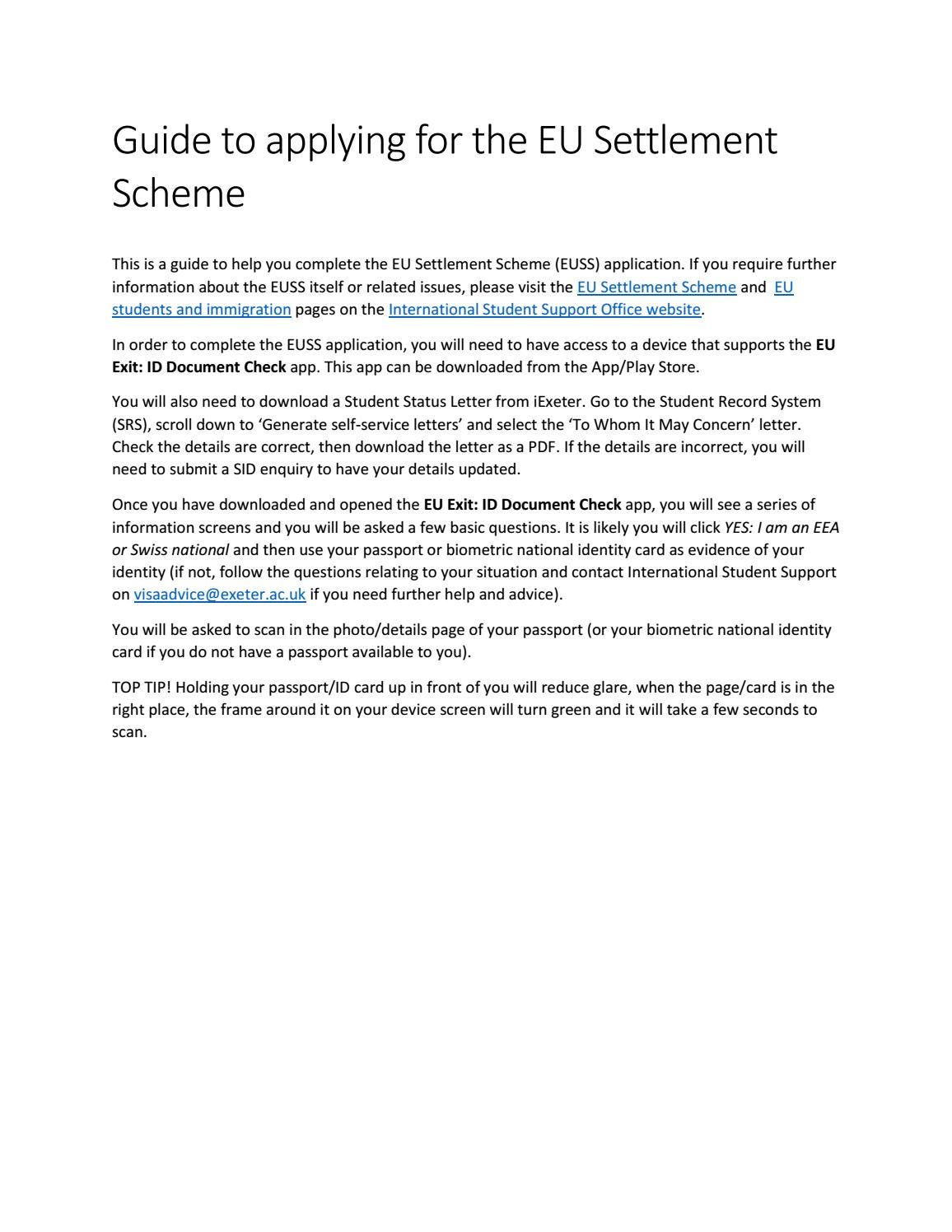 ISSO Guide to applying for the EU Settlement Scheme by University of ...
