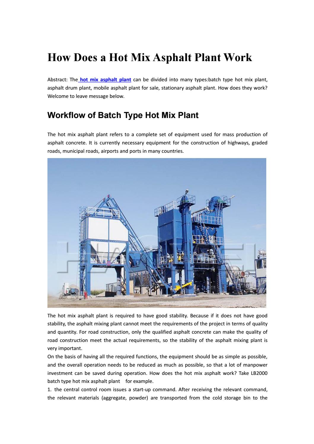 How Does a Hot Mix Asphalt Plant Work by Dolly Gao Issuu