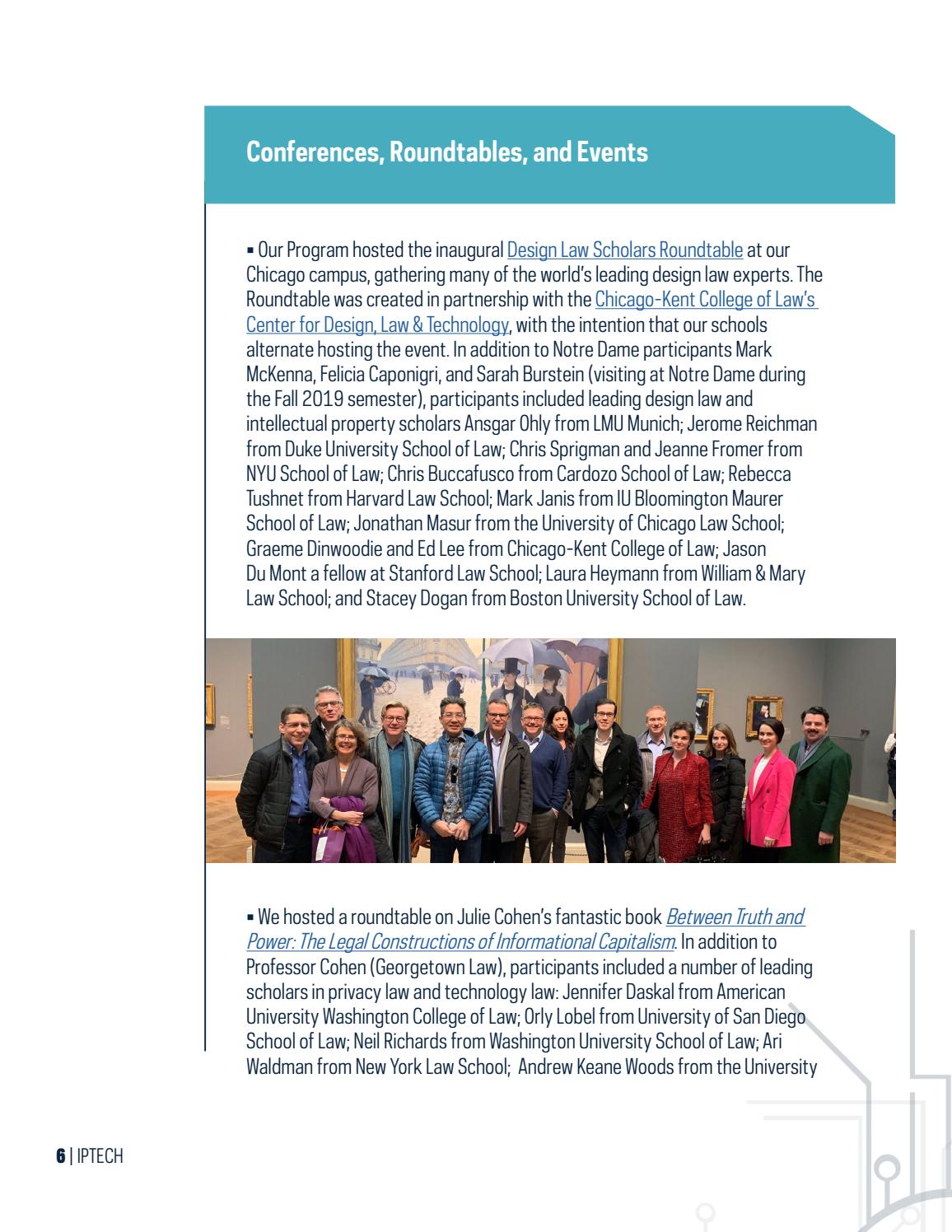 2019 2020 Notre Dame Law Program On Intellectual Property And