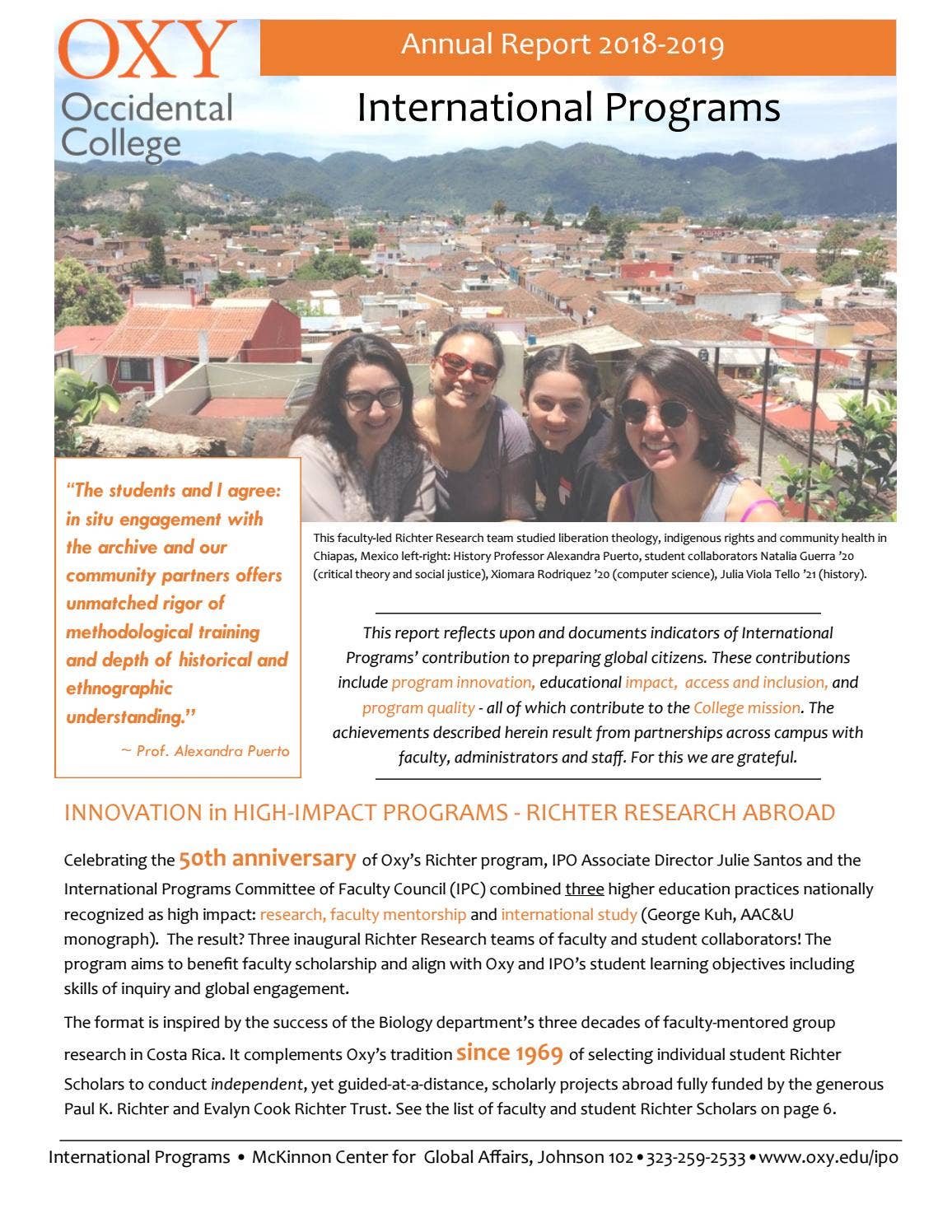 International Programs Annual Report 2018-19 by Occidental College - Issuu