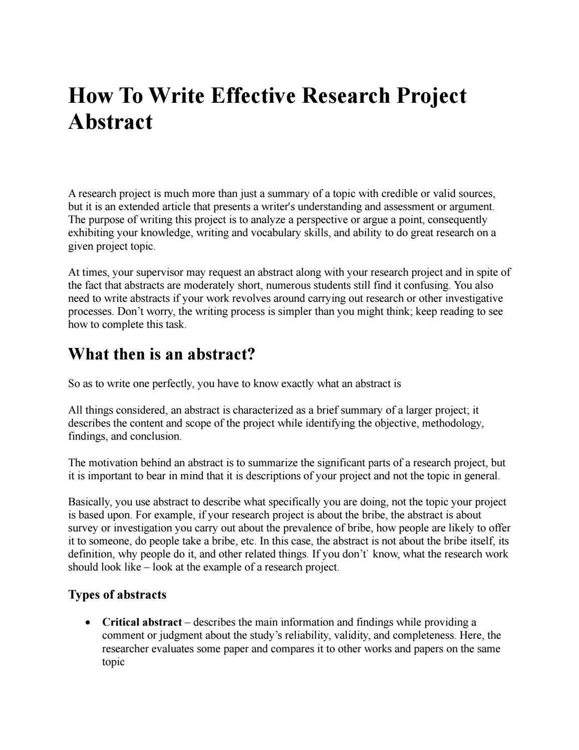 How To Write Effective Research Project Abstract by researchwap