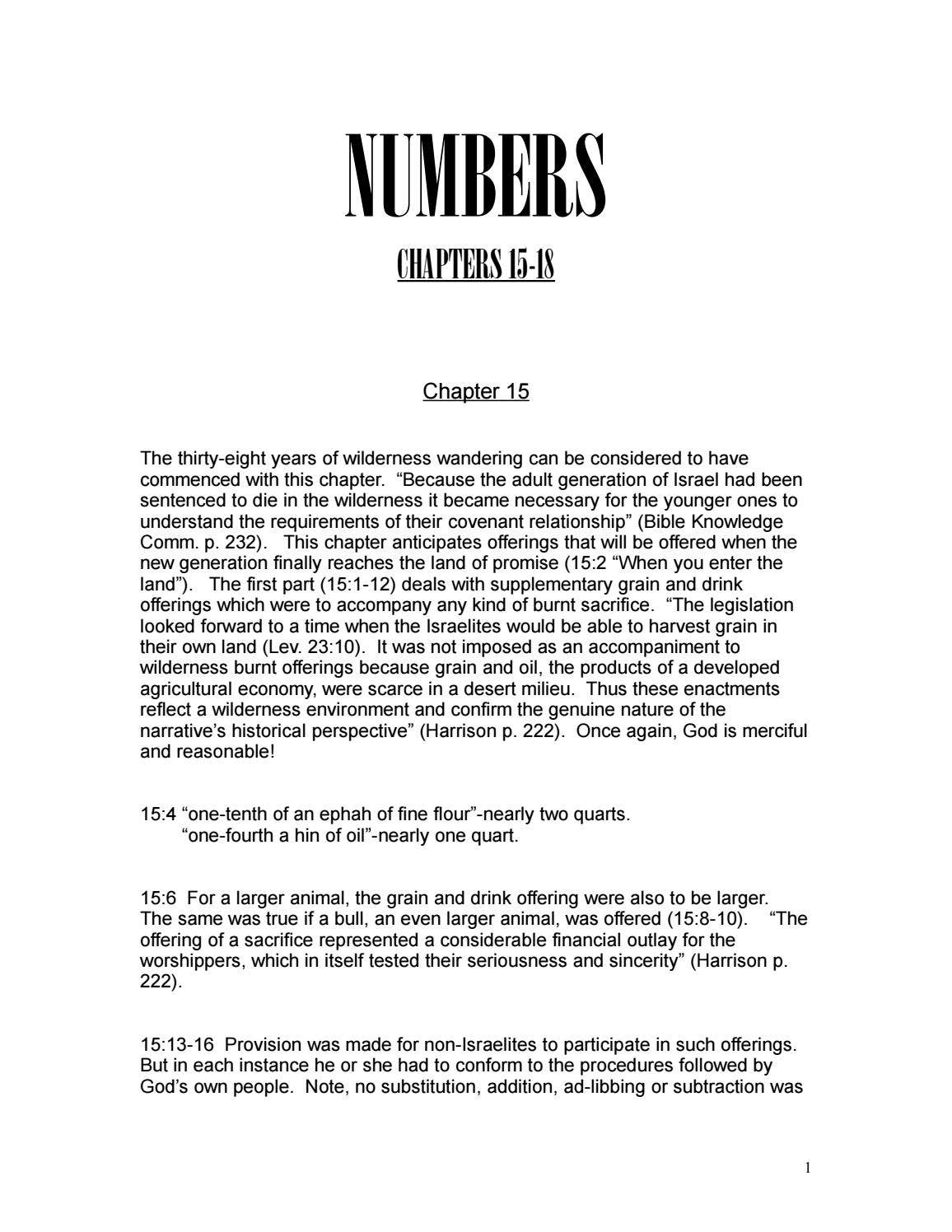 Numbers Chapter 15 Explained Numbers 15, 16, 17, 18 Commentary by Mark Dunagan by Mark Dunagan - Issuu
