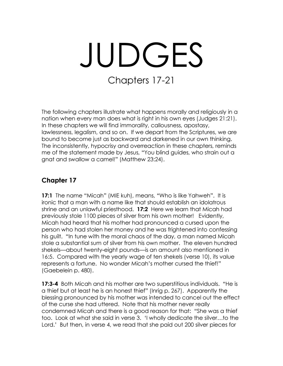Judges Chapters 17,18,19,20,21 Commentary by Mark Dunagan Issuu