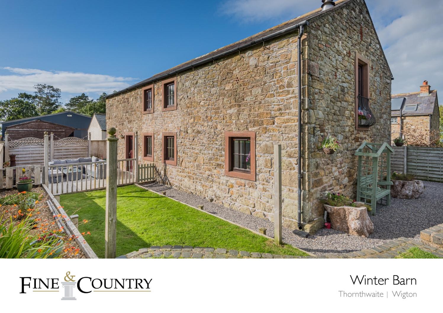 Sales brochure for 'Winter Barn', Thornthwaite by Fine & Country North
