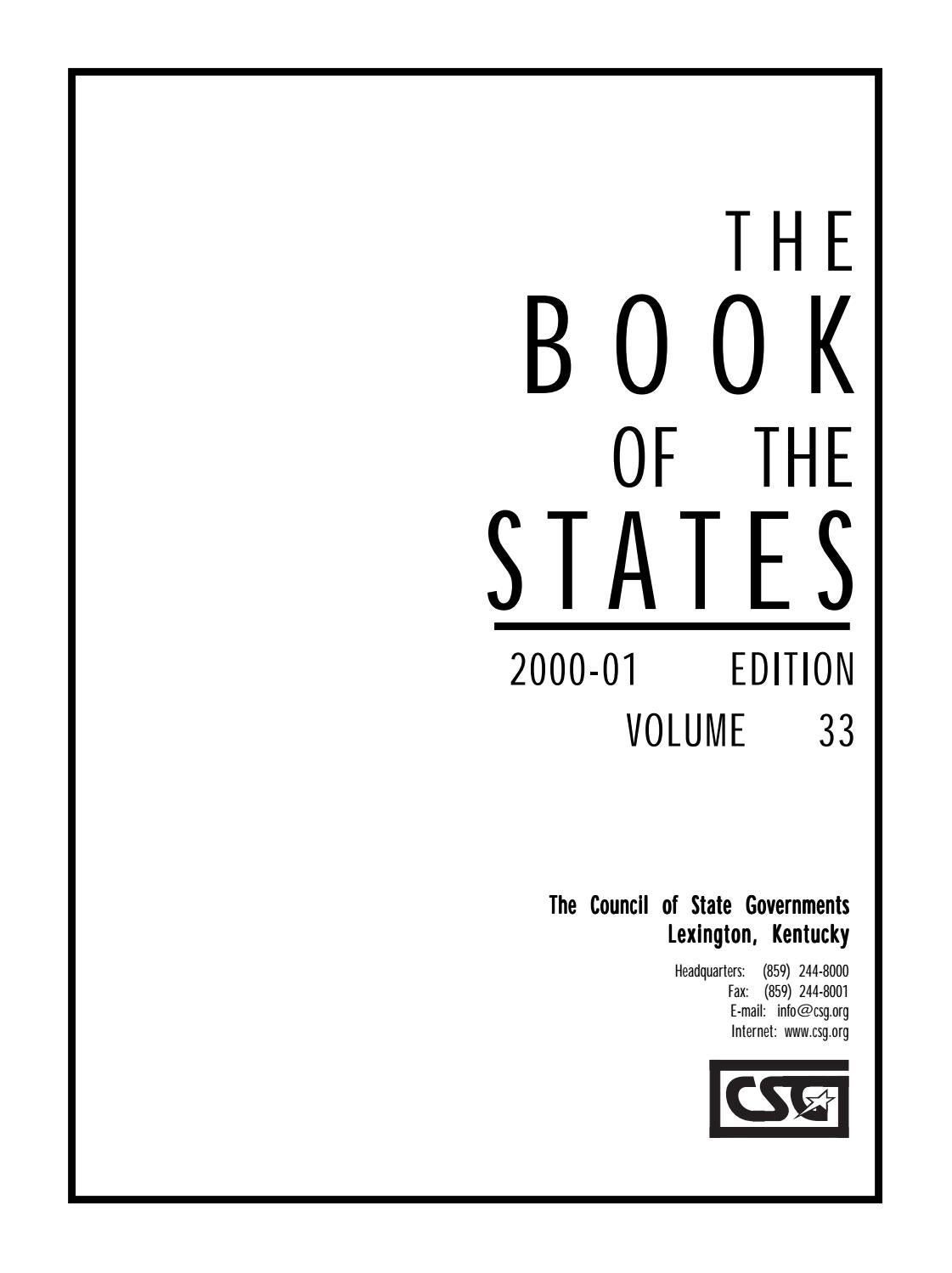 The Book of the States | 2000-2001 | Volume 33 by The Council of State  Governments - Issuu