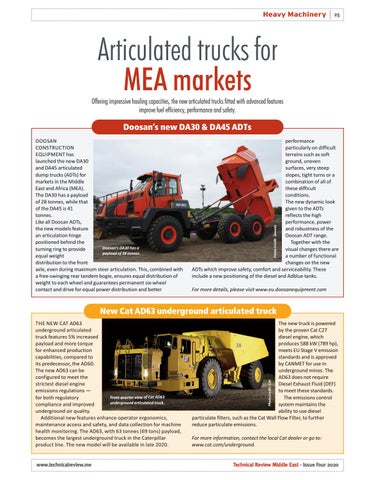 Articulated trucks for MEA markets
