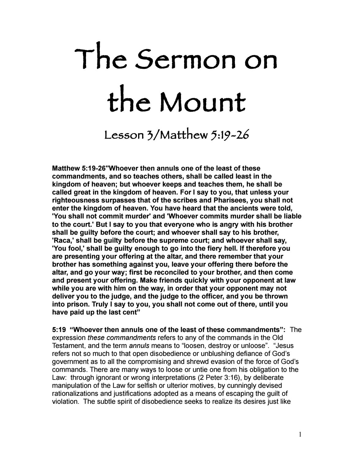 Sermon On The Mount Matthew 5 19 26 Commentary By Mark Dunagan Issuu
