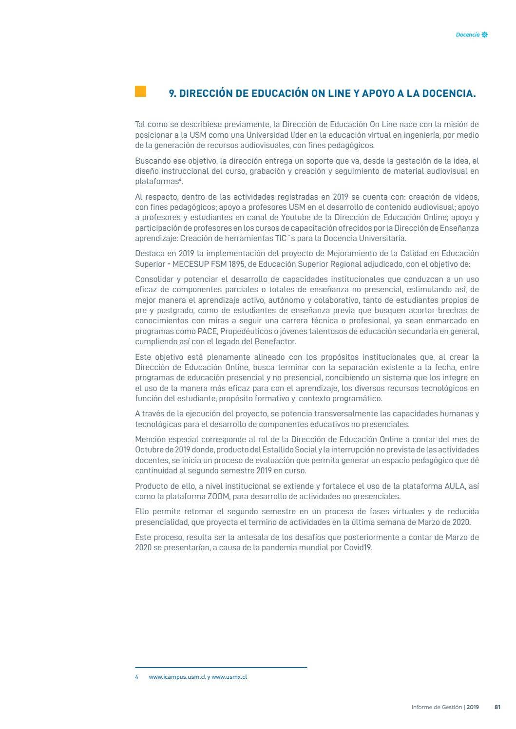 INFORME DE GESTION 2019 by Universidad Técnica Federico Santa María - Issuu