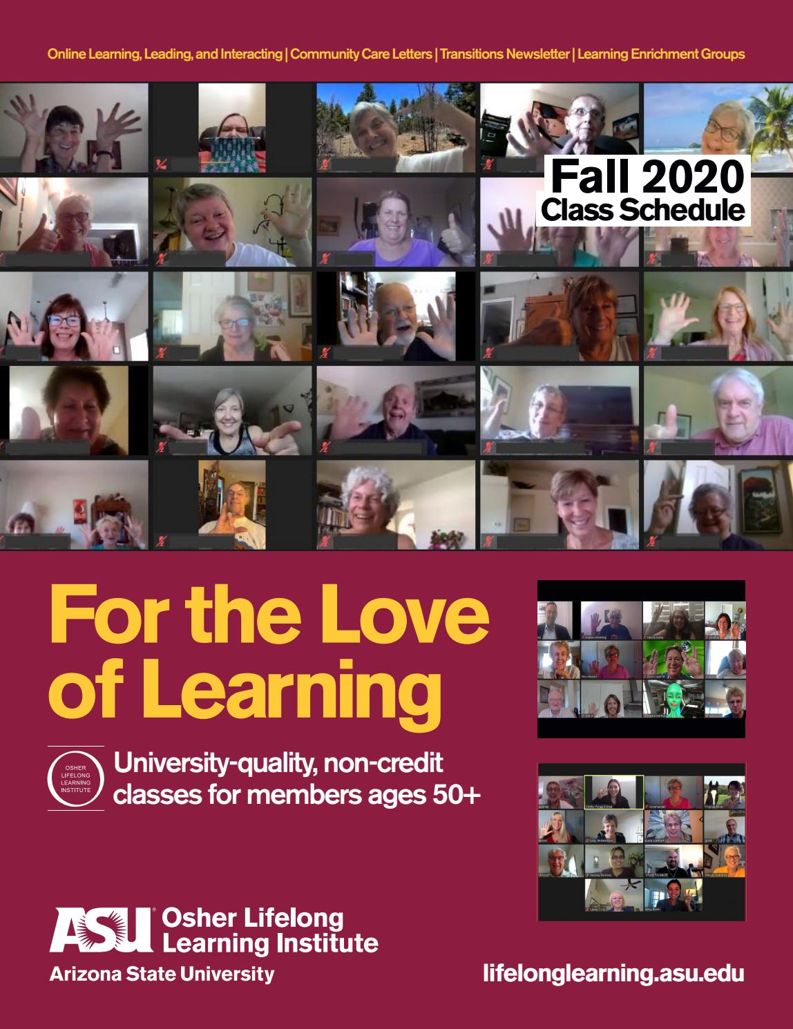 Fall 2020 Class Schedule Osher Lifelong Learning Institute At ASU 