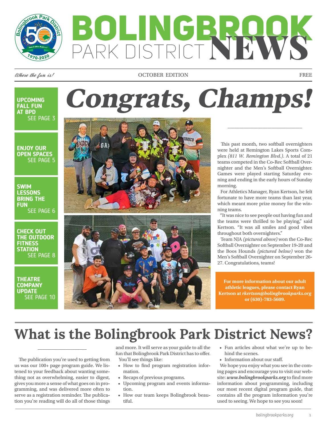 Bolingbrook Park District News October 2020 by Bolingbrook Park