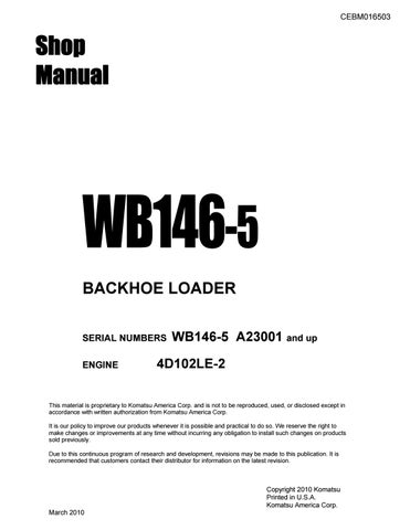 Komatsu WB146-5 Backhoe Loader Shop Manual - PDF DOWNLOAD by