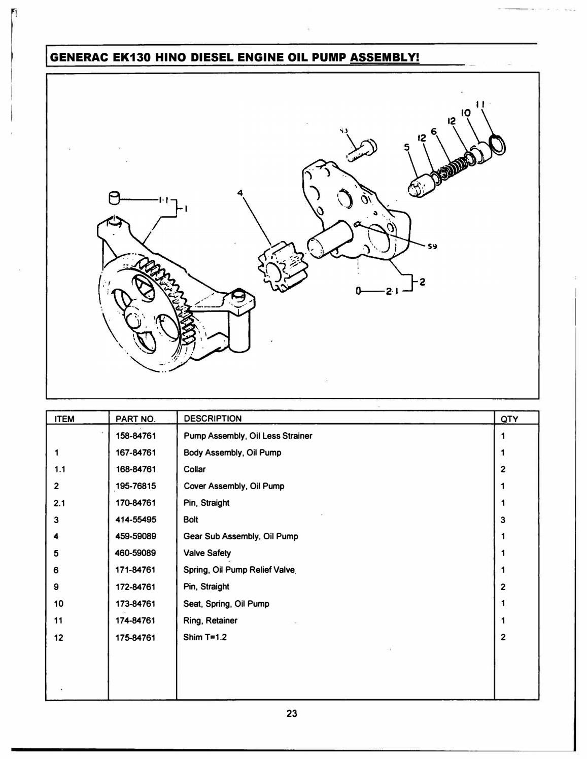 Generac EK130 Hino Diesel Engine Parts Manual by engineparts2 Issuu
