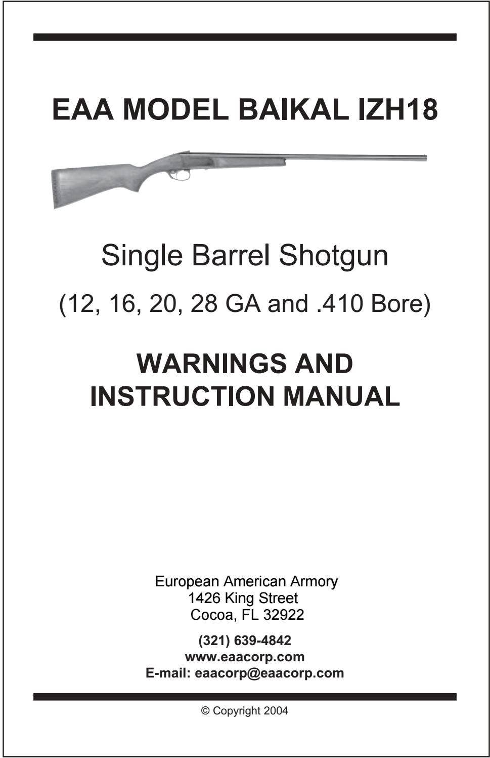 アイクルール IZH18 / MP18 / SPR100 Shotgun by EAA Corp - Issuu