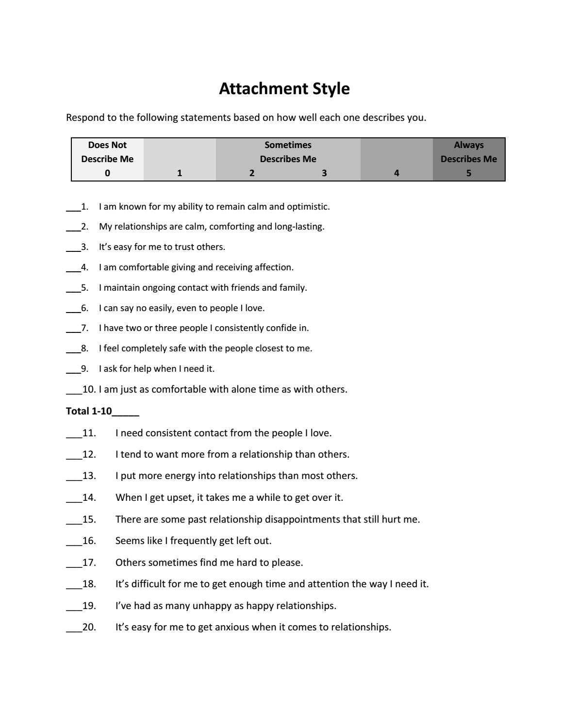 Attachment Style Survey By Jackhirose Issuu