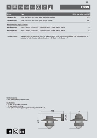 David Super-Light 灯饰目录 · Listprices ENG complet october 2020 第 22 页