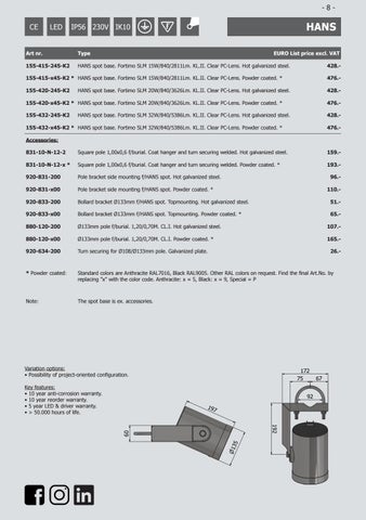 David Super-Light 灯饰目录 · Listprices ENG complet october 2020 第 8 页