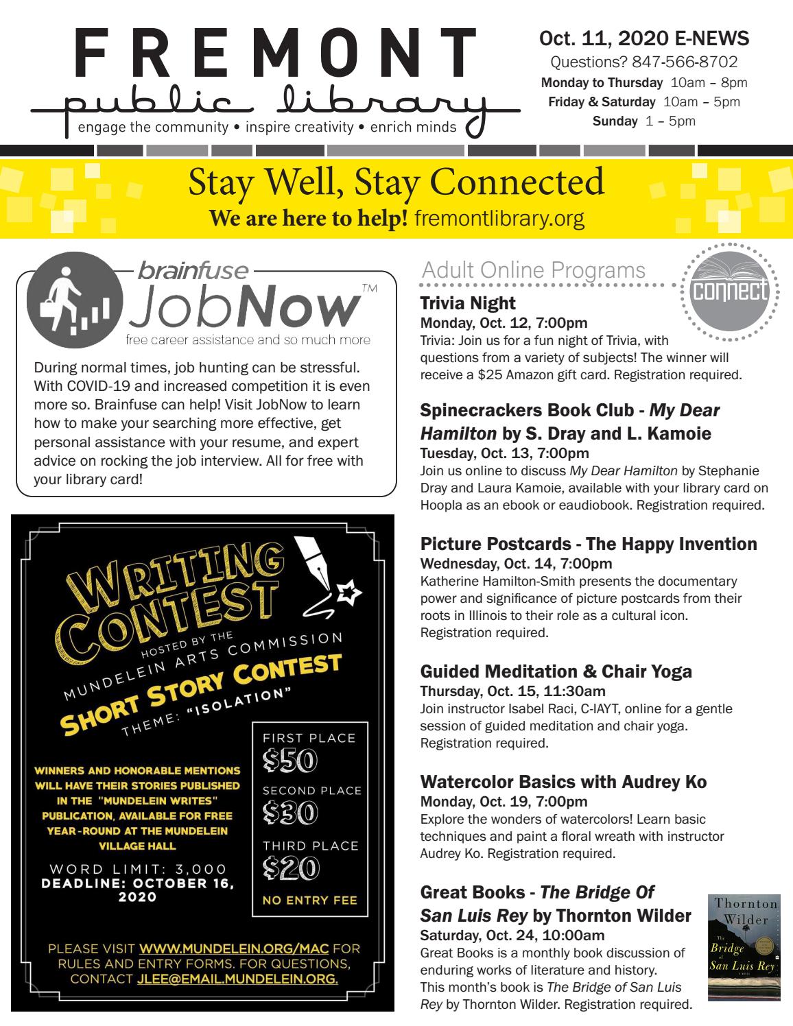 Oct. 11, 2020 eNews by Fremont Public Library Issuu