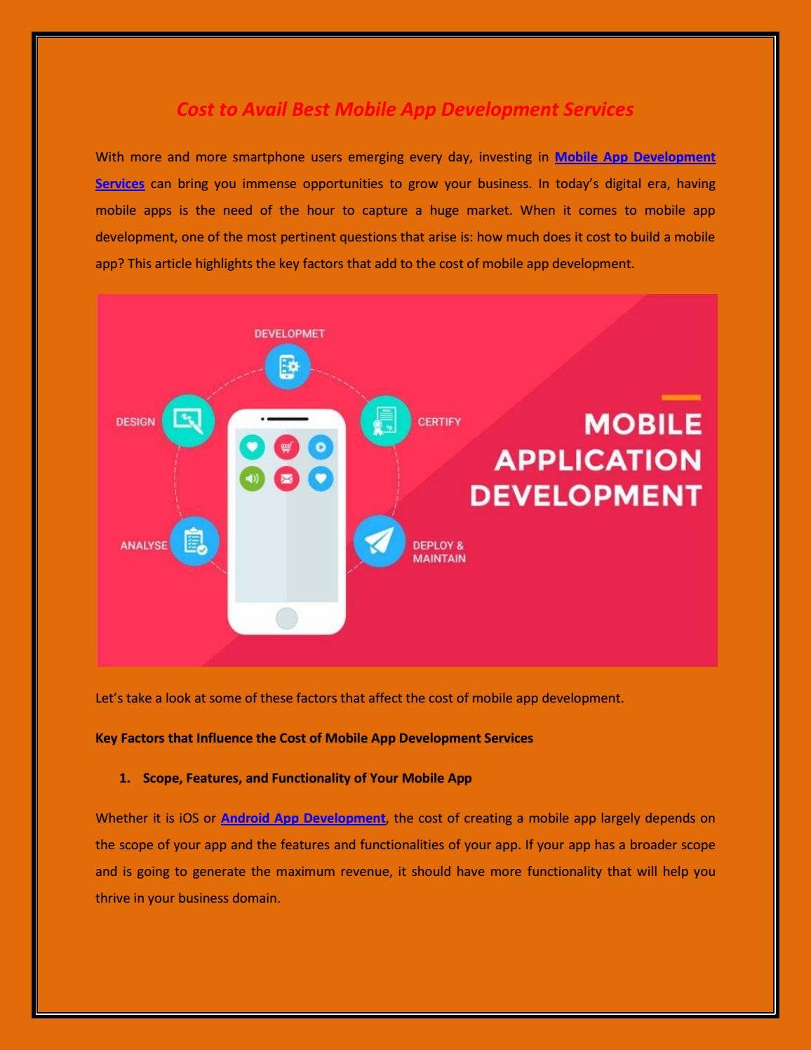 Cost to Avail Best Mobile App Development Services by Mobi India - Issuu