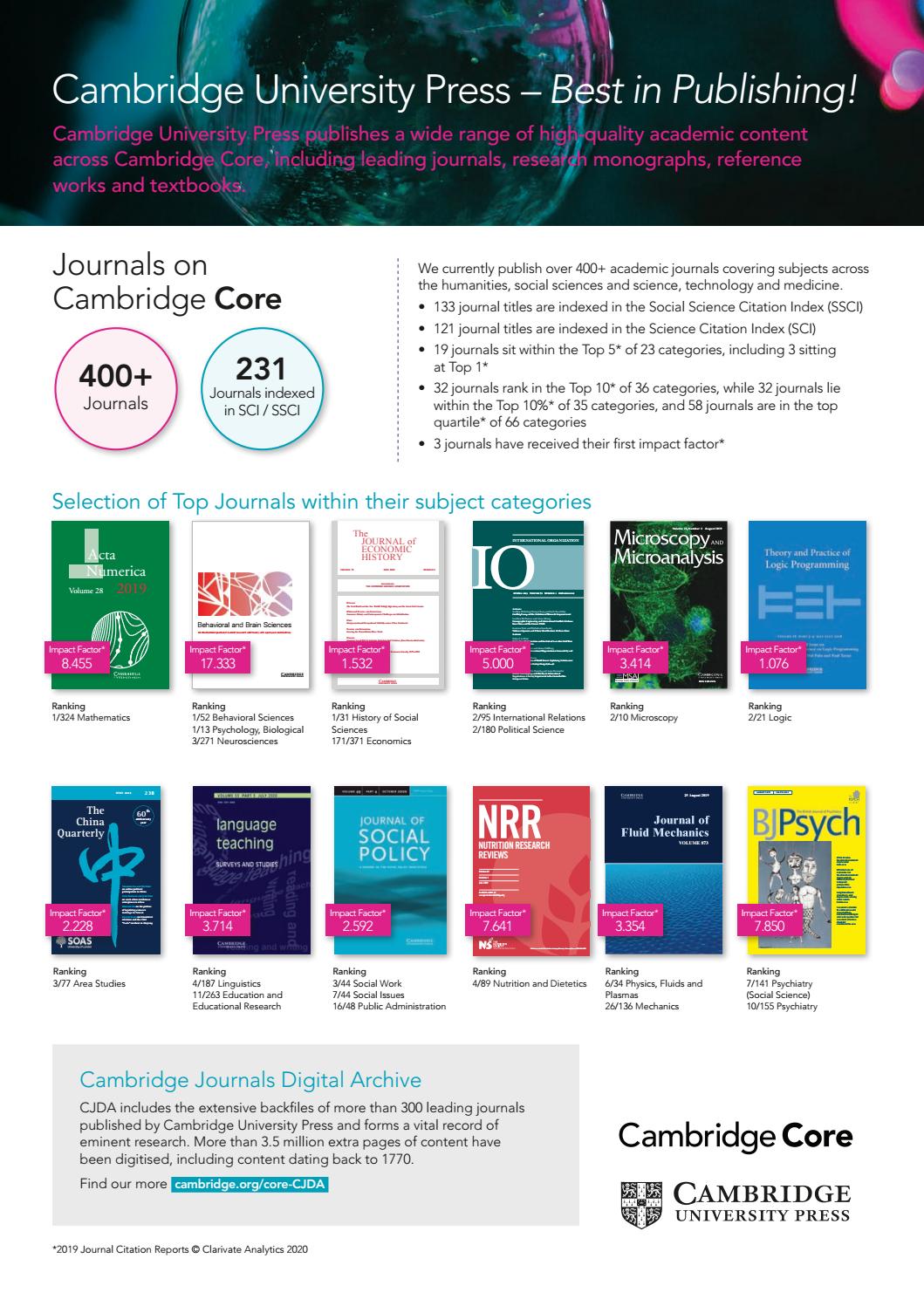2021 Cambridge Journal collection by Cambridge University Press, Asia