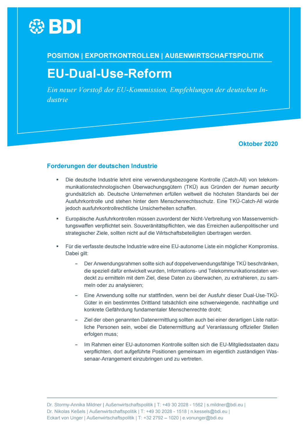 EUDualUseReform by Bundesverband der Deutschen Industrie e.V. Issuu
